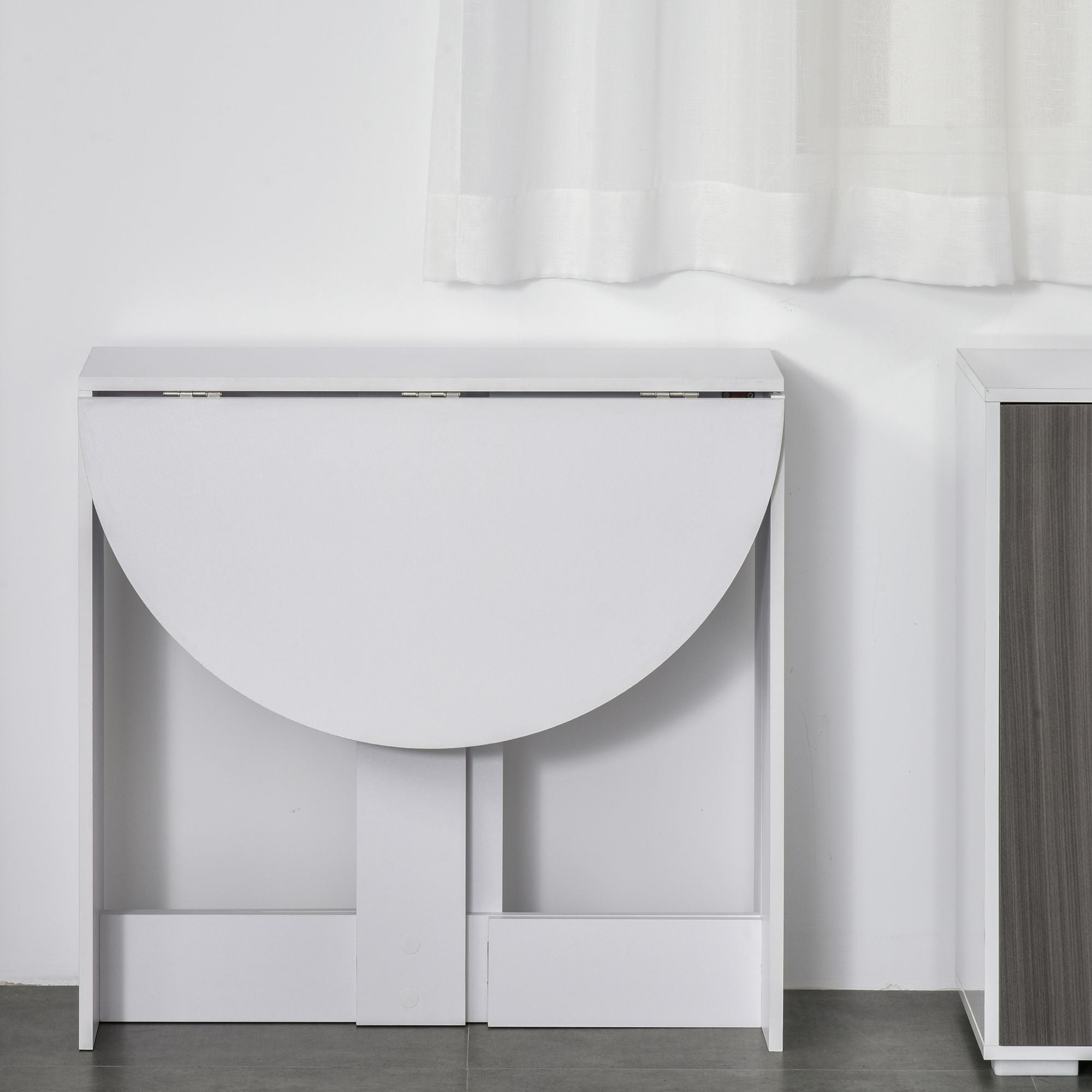 Kozy Space-saving Drop Leaf Table, Folding Dining Table for Small Space, Kitchen, Dining Room, White