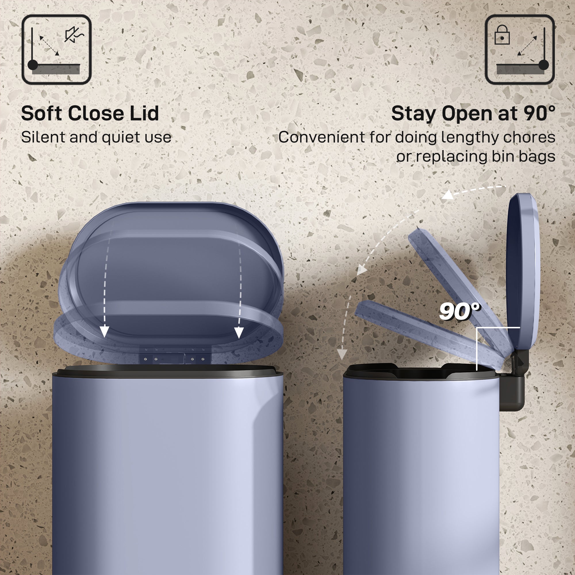 Kozy 30 L Modern Curved Kitchen Bin - Grey