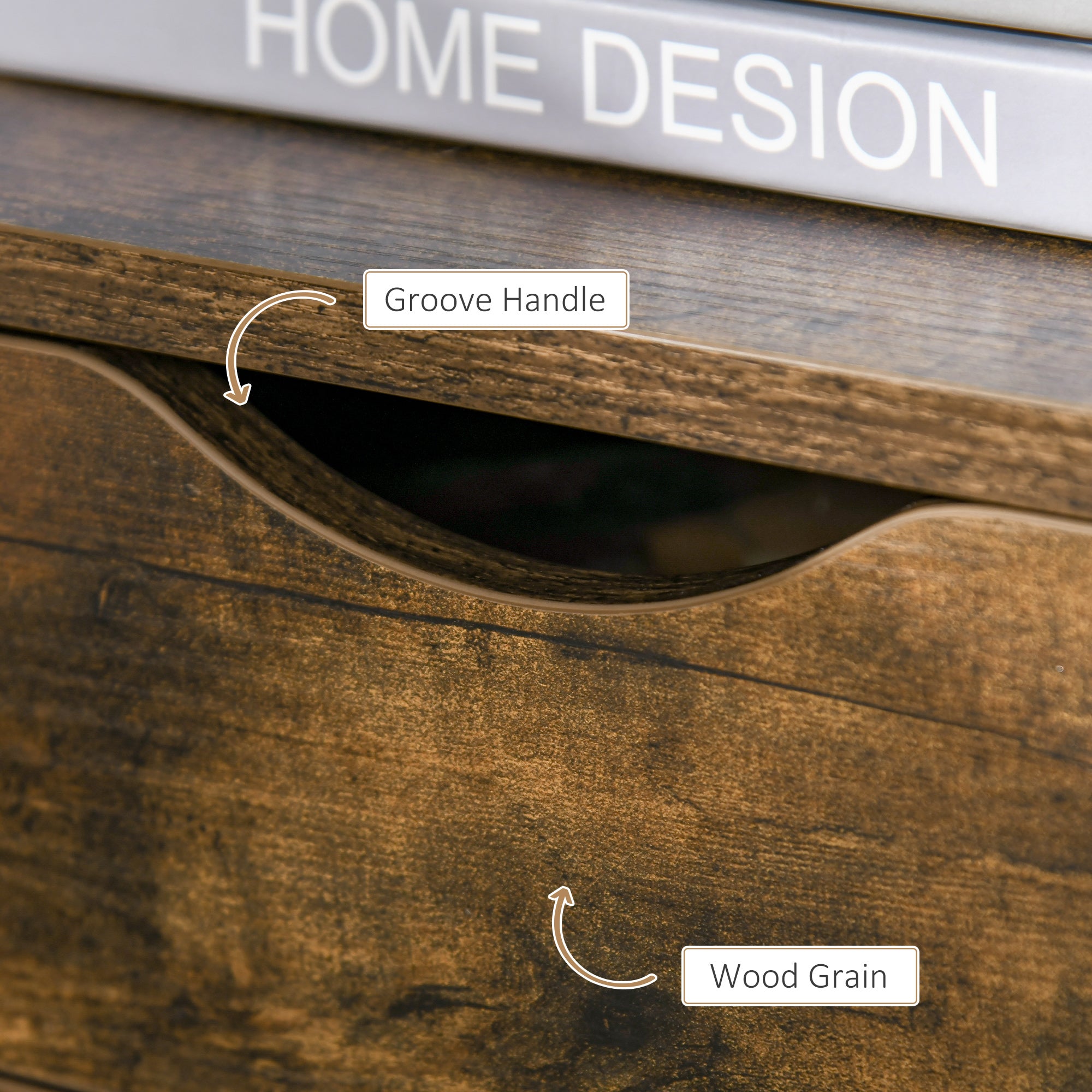 Kozy Industrial Side Table with Drawer, Sofa Table, Bedside Cabinet with Storage Shelf, Slim Nightstand for Living Room, Bedroom, Rustic Brown