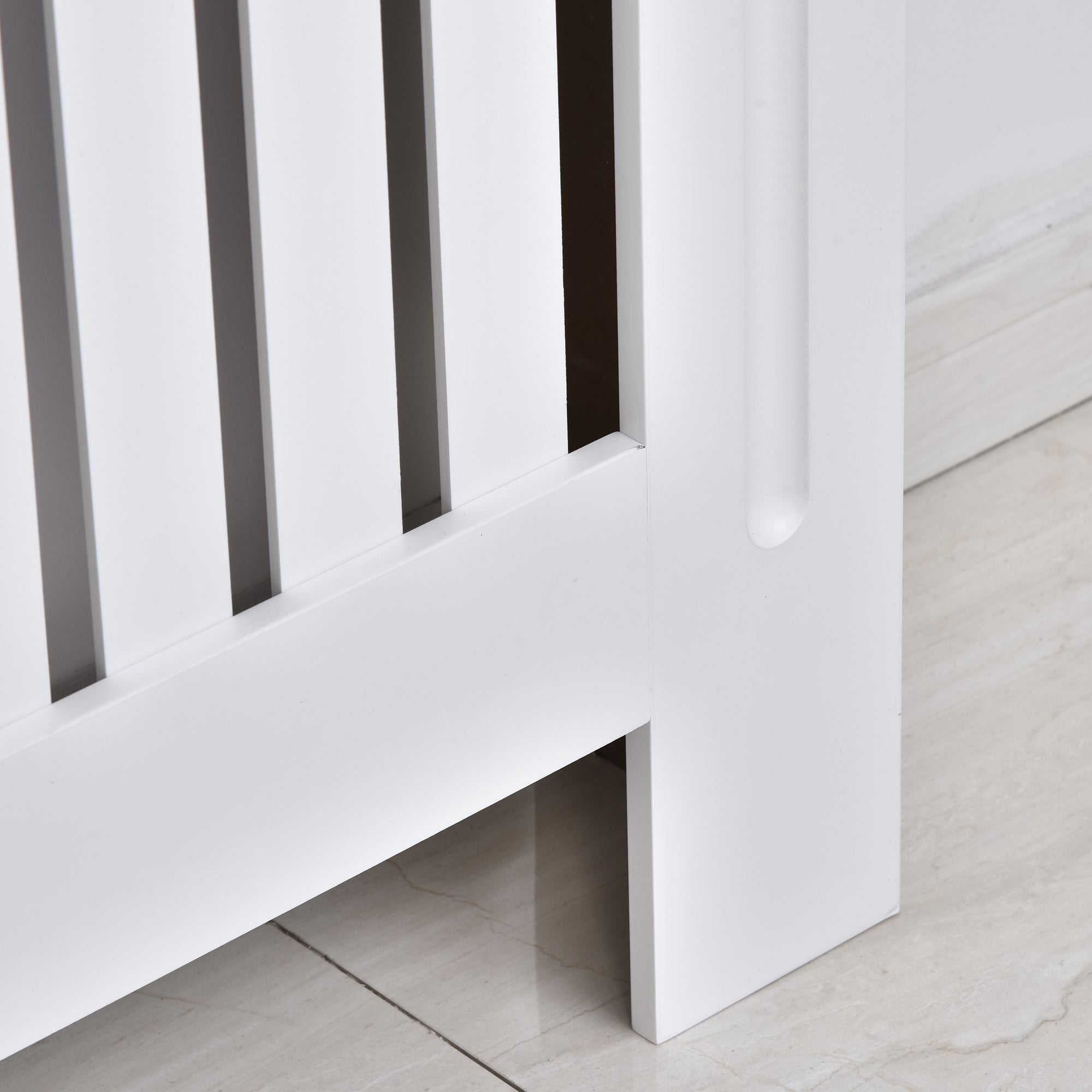 Kozy Slatted Radiator Cover Painted Cabinet MDF Lined Grill in White (152L x 19W x 81H cm)