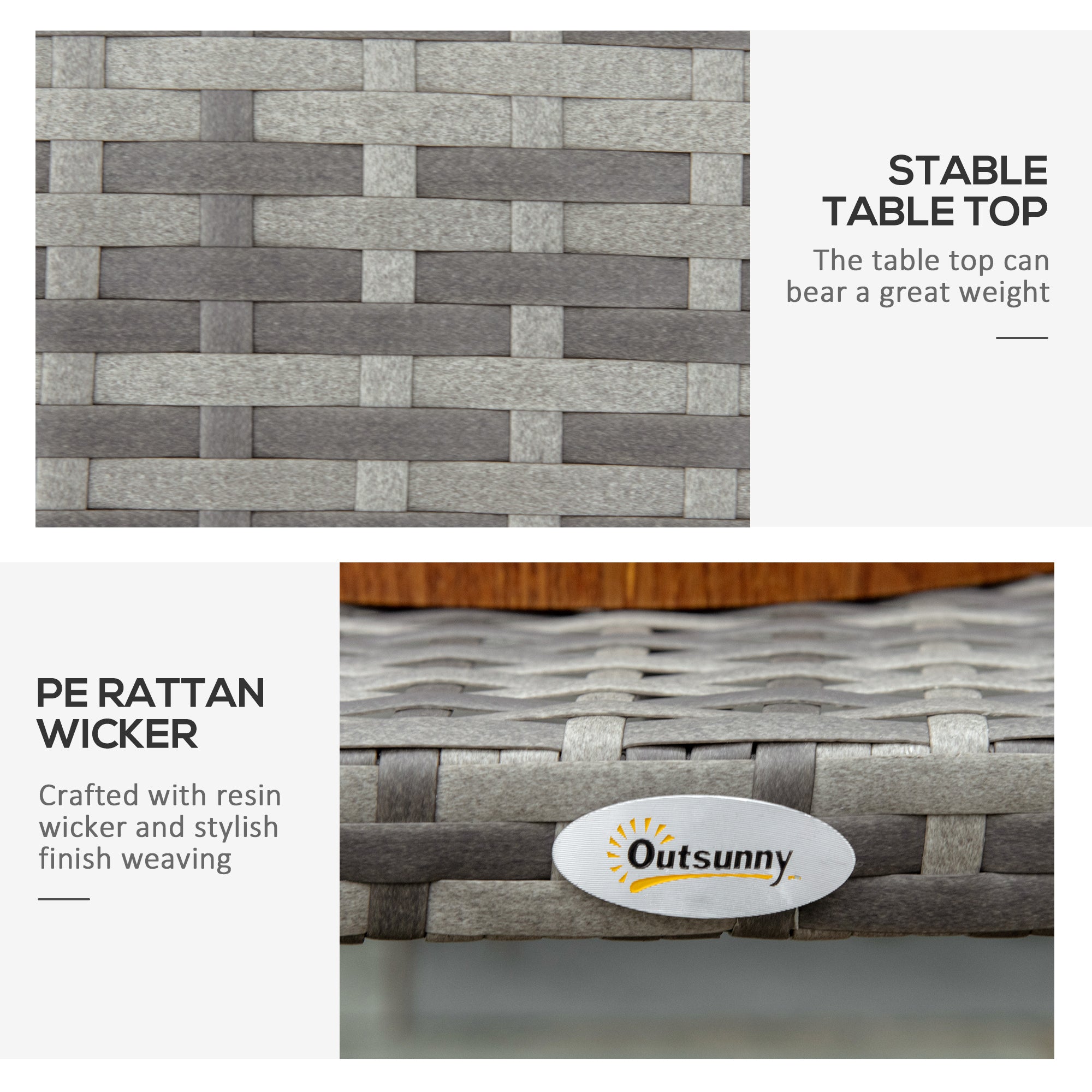 Kozy PE Wicker Rattan Garden Coffee Table - Mixed Grey