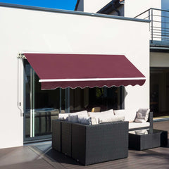 Outsunny Manual Retractable Awning, 3x2.5m Sun Shade Canopy for Garden Patio, UV Protection, Red