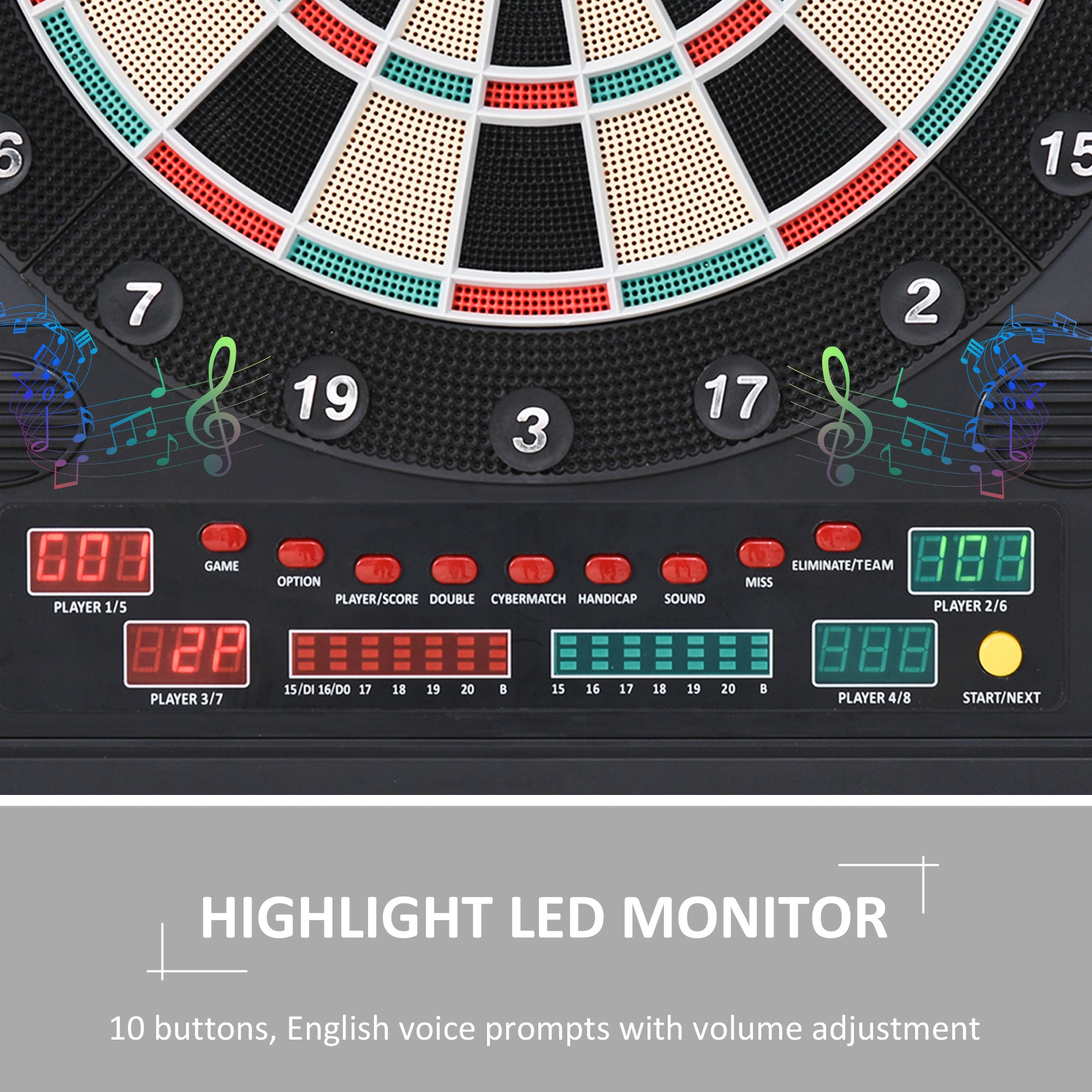 Kozy Electronic Dartboard Set, 27 Games Modes and 202 Variations, LED & 12 Soft Tip Darts and Cabinet to Storage, Ready-to-Play Multi-Game Option Darts Machine