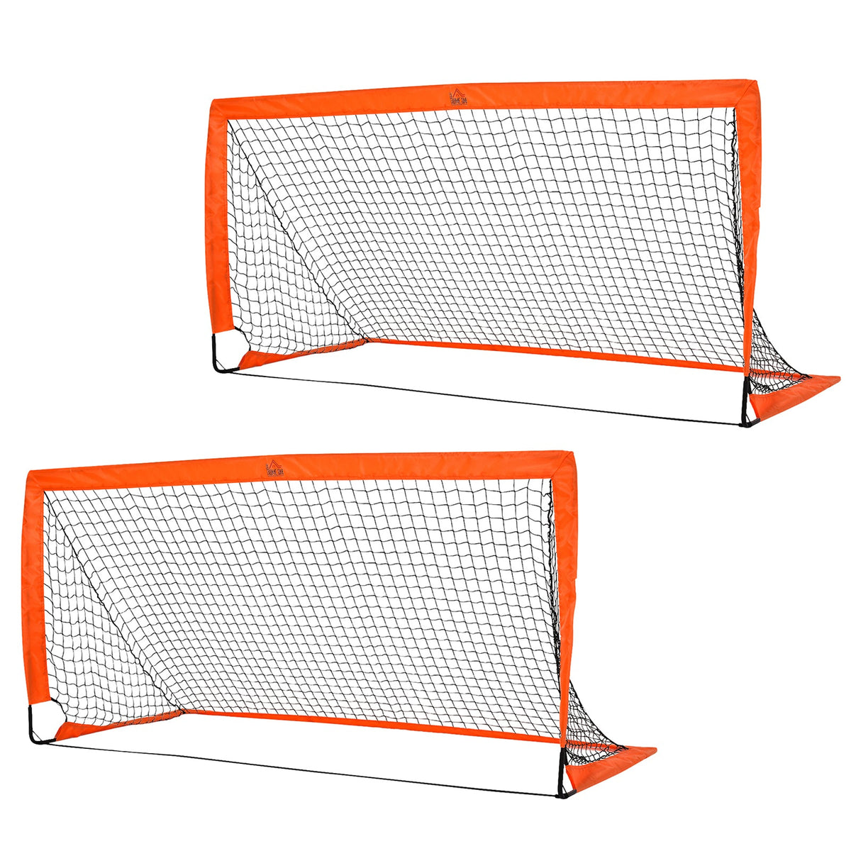 HOMCOM Outdoor Folding Football Goal, Tetoron Mesh, Orange, Ideal for Garden and Park Play | Aosom UK