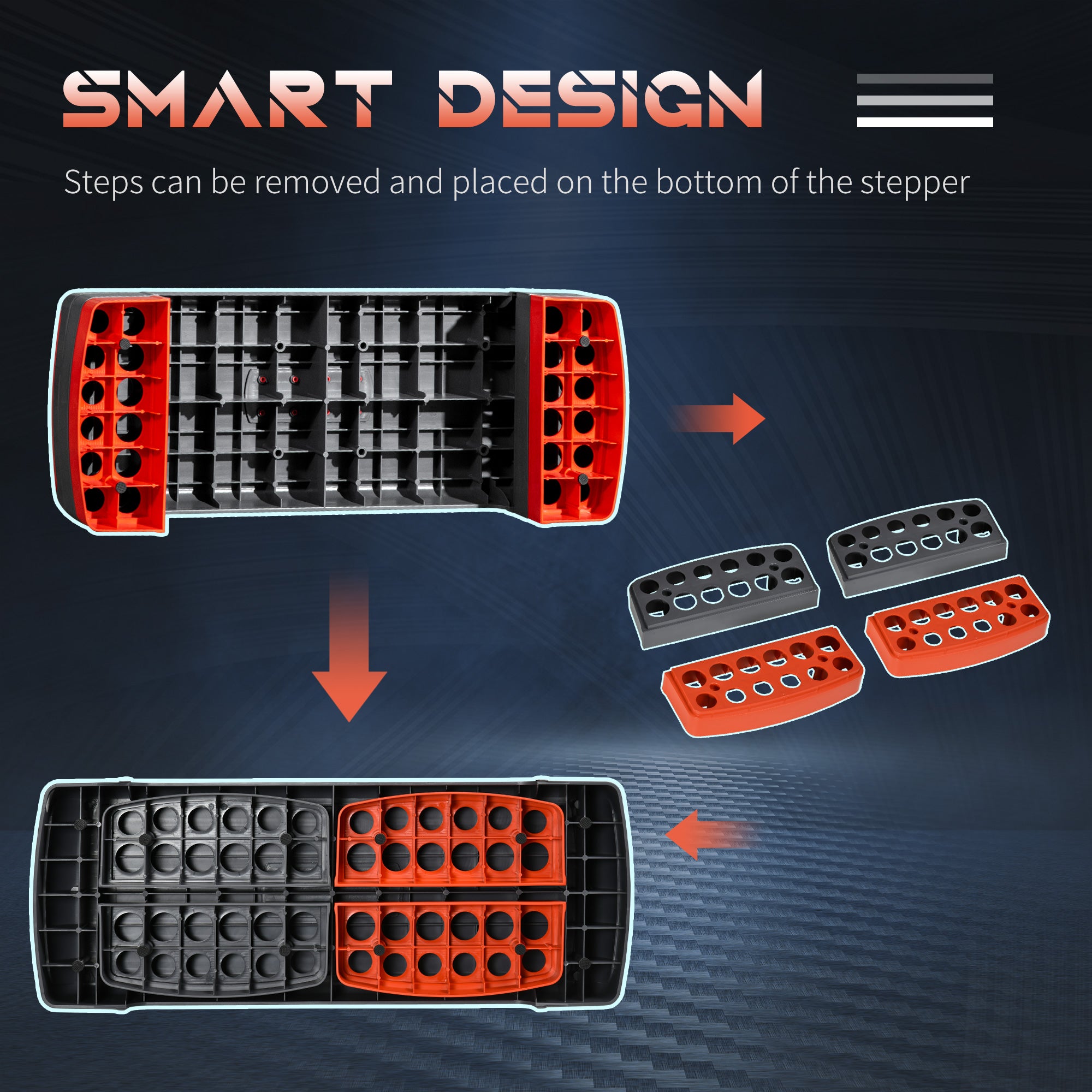 Kozy Aerobic Step, 10cm, 15cm & 20cm Height Adjustable Exercise Stepper for Exercise Workout, Nonslip Step Board Great for Home & Office, Grey and Red