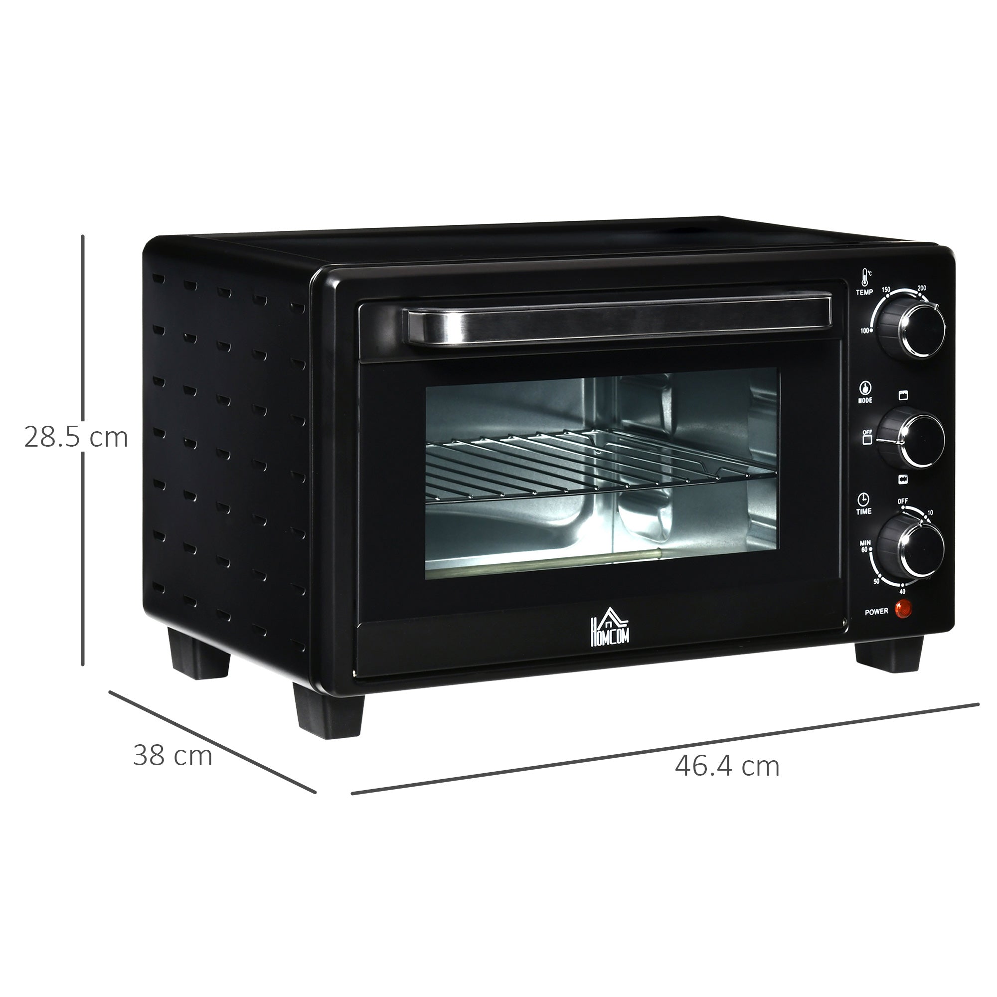 HOMCOM Mini Oven, 21L Countertop Electric Grill, Toaster Oven with Adjustable Temperature, Timer, Baking Tray and Wire Rack, 1400W | Aosom UK