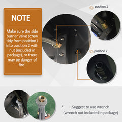 Kozy Gas Barbecue Grill 4+1 Burner Garden Smoker BBQ Trolley w/ Side Burner Warming Rack Side Shelves Storage Cabinet Piezo Ignition Thermometer Stainless Steel + Metal