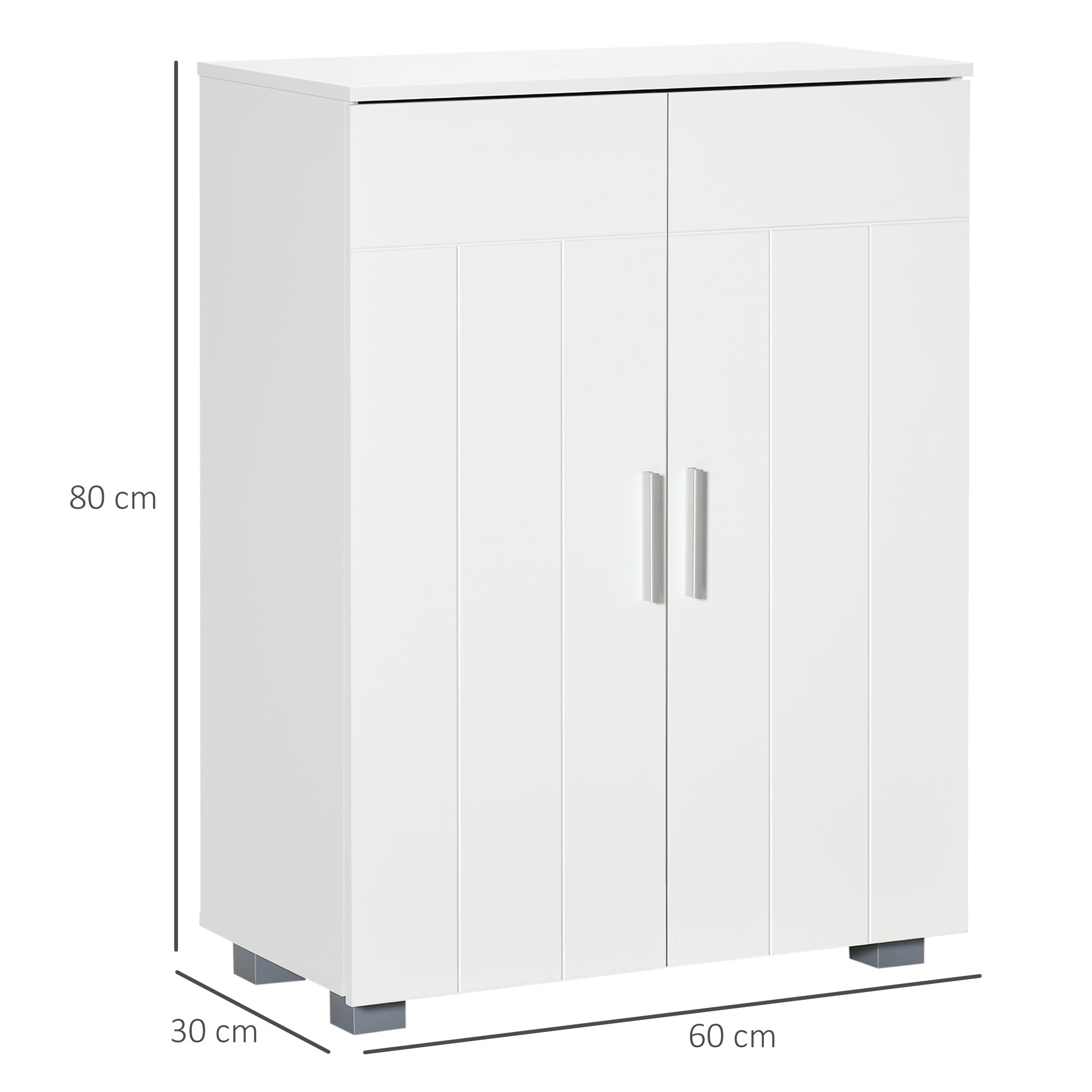 Kozy Modern Bathroom Floor Cabinet, Free Standing Linen Cabinet, Storage Cupboard with 3 Tier Shelves, White