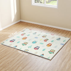Kozy Foldable Baby Plat Mat Double Sided, Kids Floor Mat for Crawling, 195.5L x 147.5W cm, Car track and Owl Theme