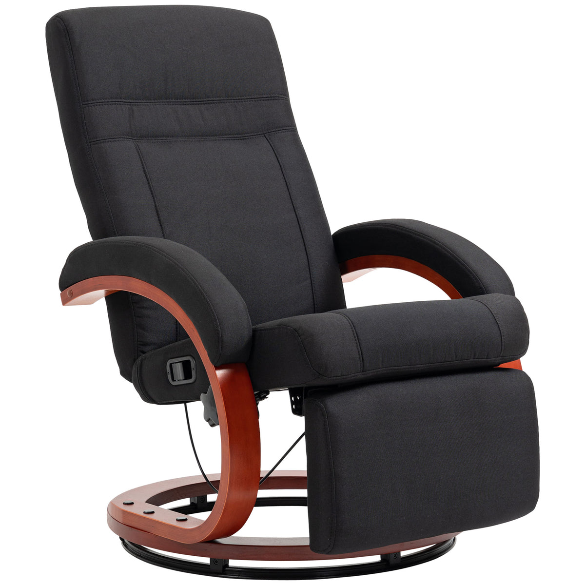 Kozy - 135° Manual Reclining Swivel Chair, with Footrest - Black