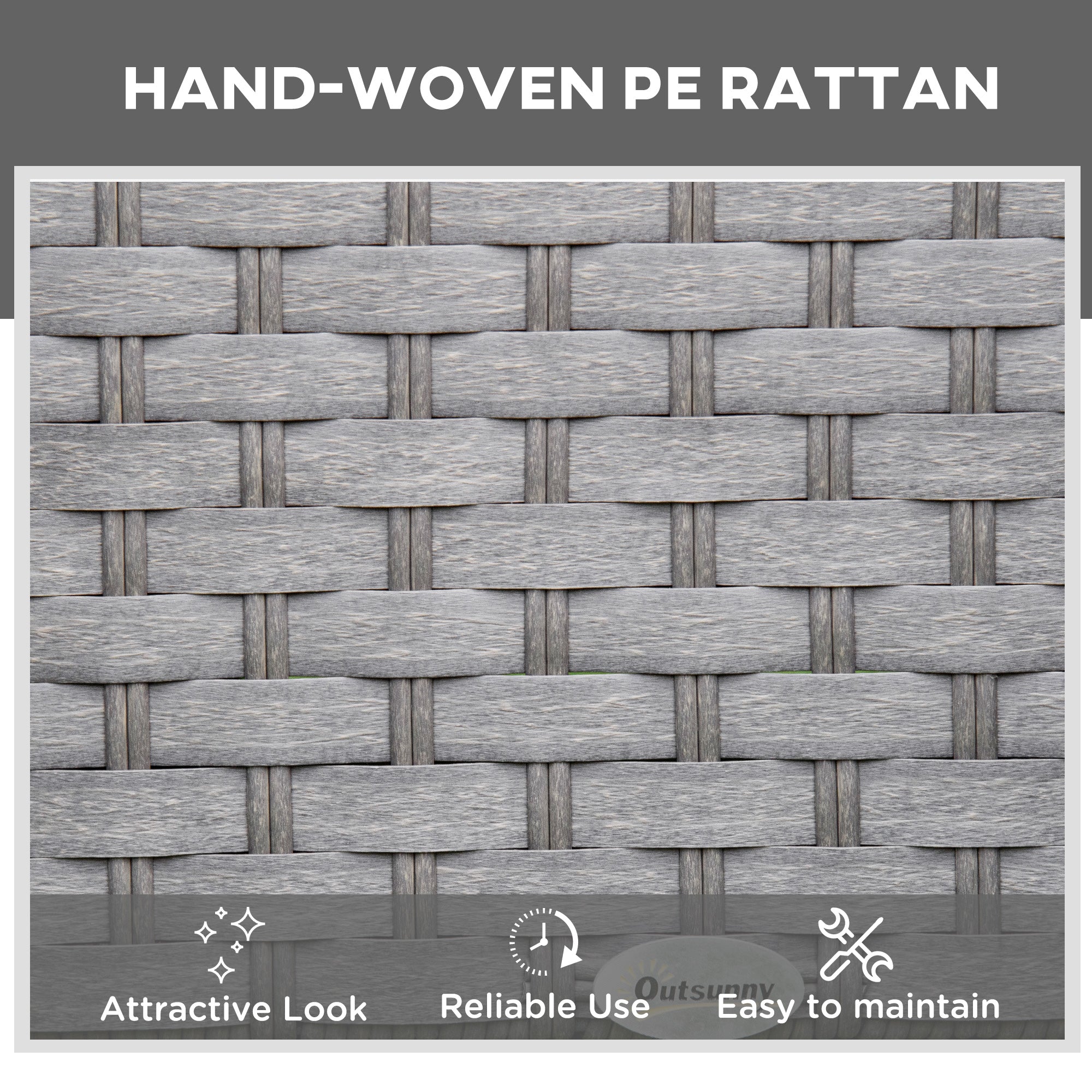 Kozy 3 Pieces Rattan Sun Lounger Set with Aluminium Frame, 5-Position Adjustable Reclining Garden Chairs and Glass Top Table, Wicker Garden Furniture Daybed with Cushions for Patio, Grey