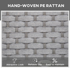 Kozy 3 Pieces Rattan Sun Lounger Set with Aluminium Frame, 5-Position Adjustable Reclining Garden Chairs and Glass Top Table, Wicker Garden Furniture Daybed with Cushions for Patio, Grey