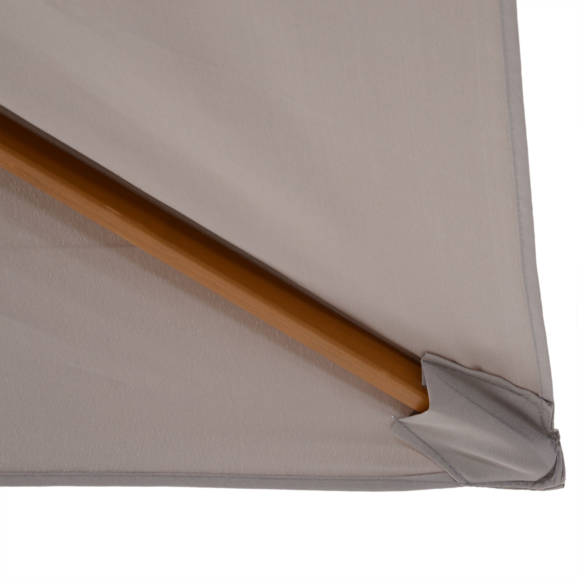 Kozy 2 x 3m Wooden Garden Parasol Umbrella Outdoor Sun Shade Canopy, Table Market Umbrella with Vent, 38 mm Pole, Rope Pulley Mechanism, Light Grey