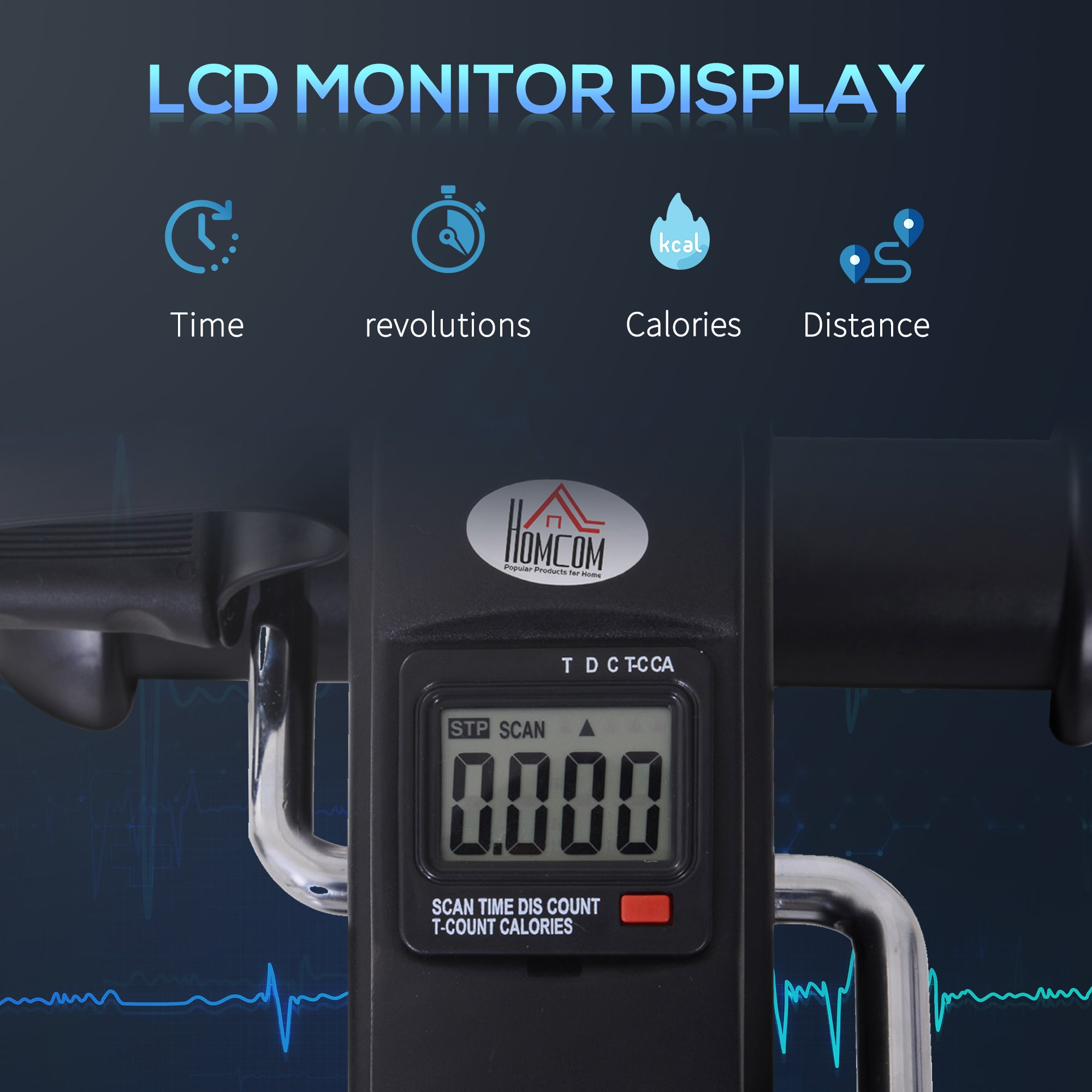 Kozy Mini Exercise Bike, Portable Pedal Exerciser, Under Desk Bike with LCD Display for Legs and Arms Training, Black