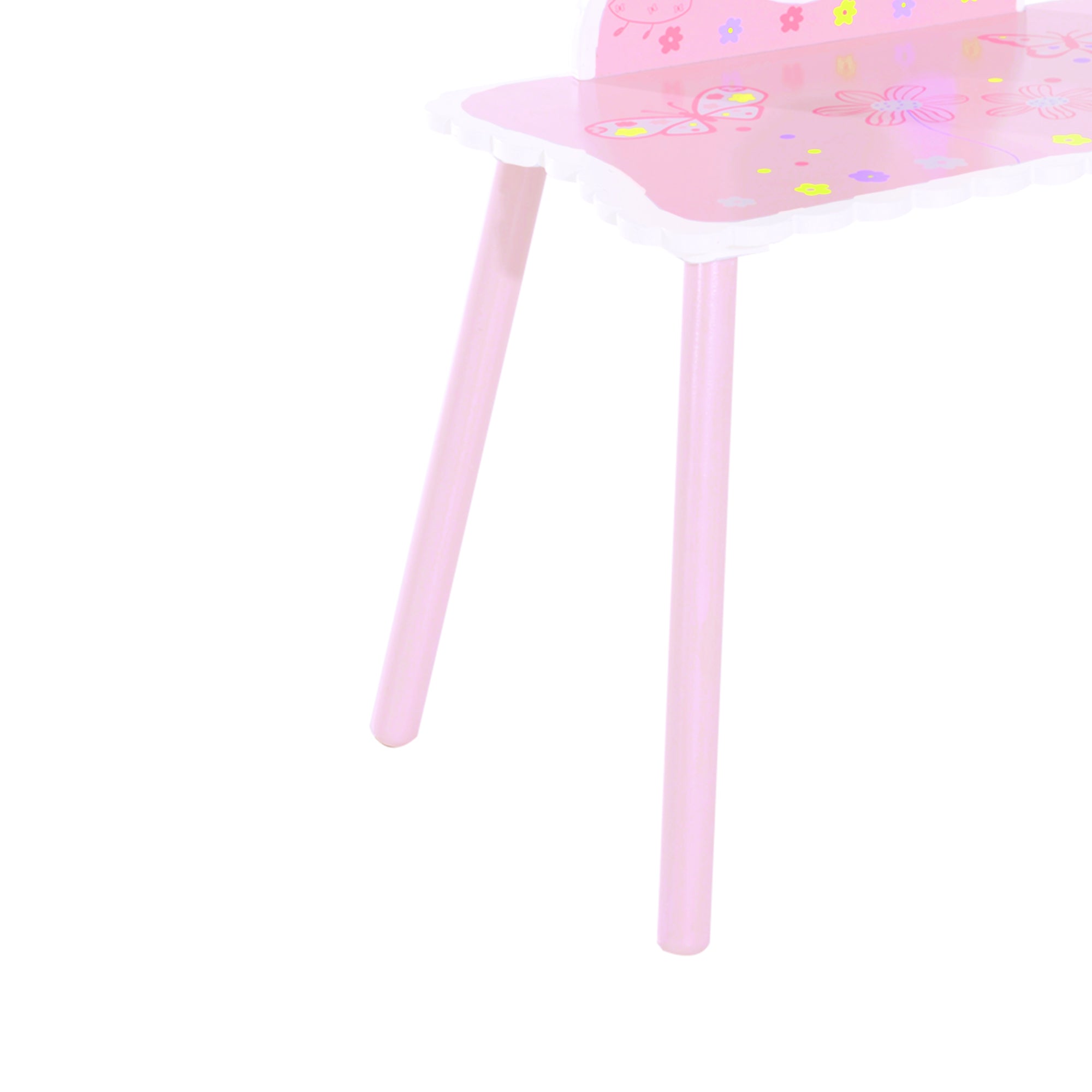 Kozy Kids Dressing Table Girls Pink Wooden Kids Dressing Table & Stool Make Up Desk Chair Toys Fairy Dresser Play Set w/Mirror