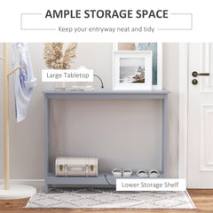 Kozy Console Table Hallway Desk w/Storage Shelf, X Design for Living Room Entryway, Grey
