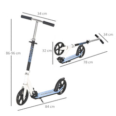 HOMCOM 2 Wheel Kids Stunt Kick Scooter Foldable Teens Commuter Aluminium Frame Adjustable Handles