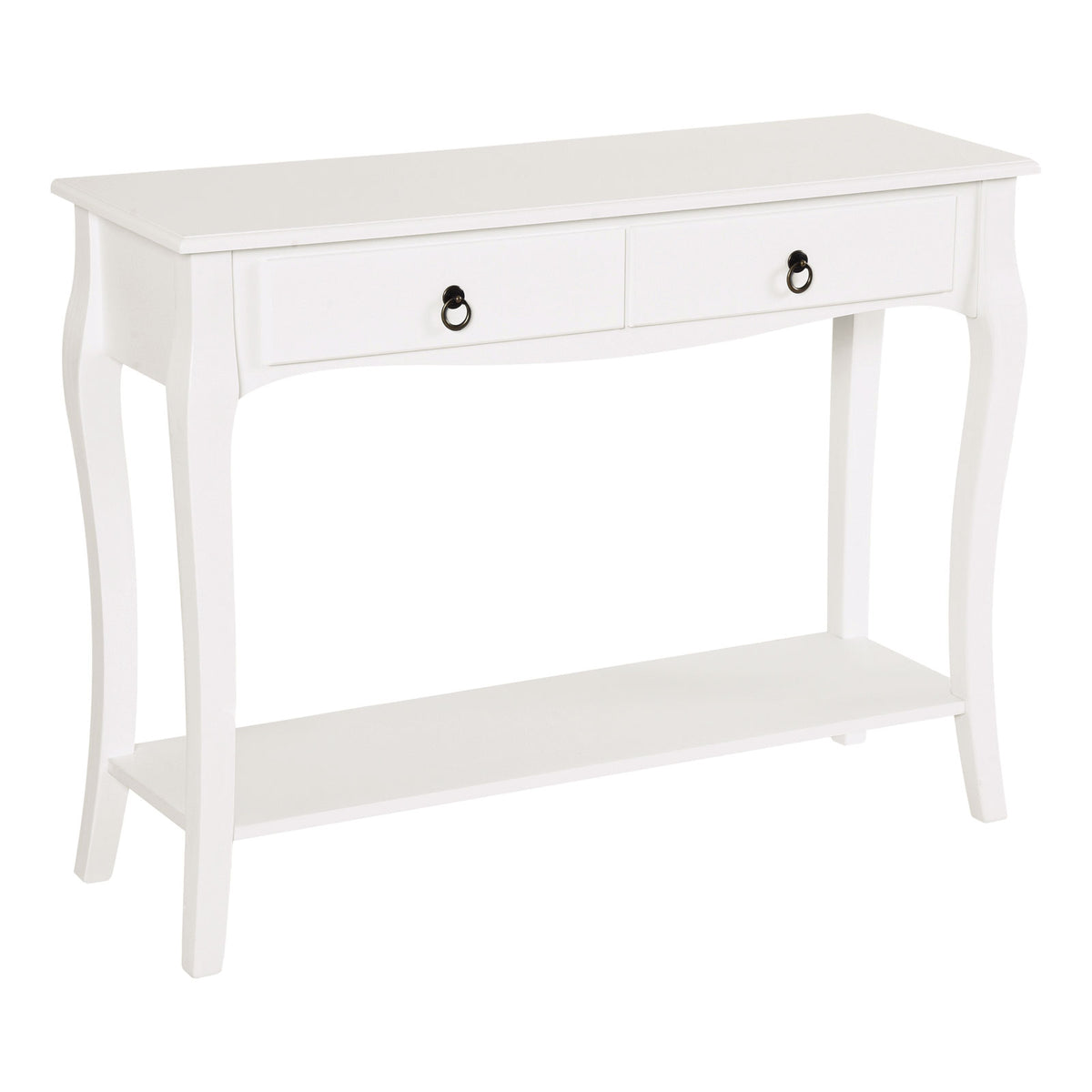 Kozy Console Table Modern Sofa Side Desk with Storage Shelves Drawers for Living Room Entryway Bedroom Ivory White