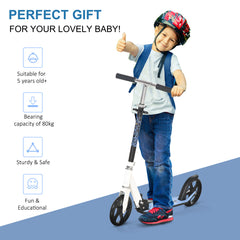 HOMCOM 2 Wheel Kids Stunt Kick Scooter Foldable Teens Commuter Aluminium Frame Adjustable Handles