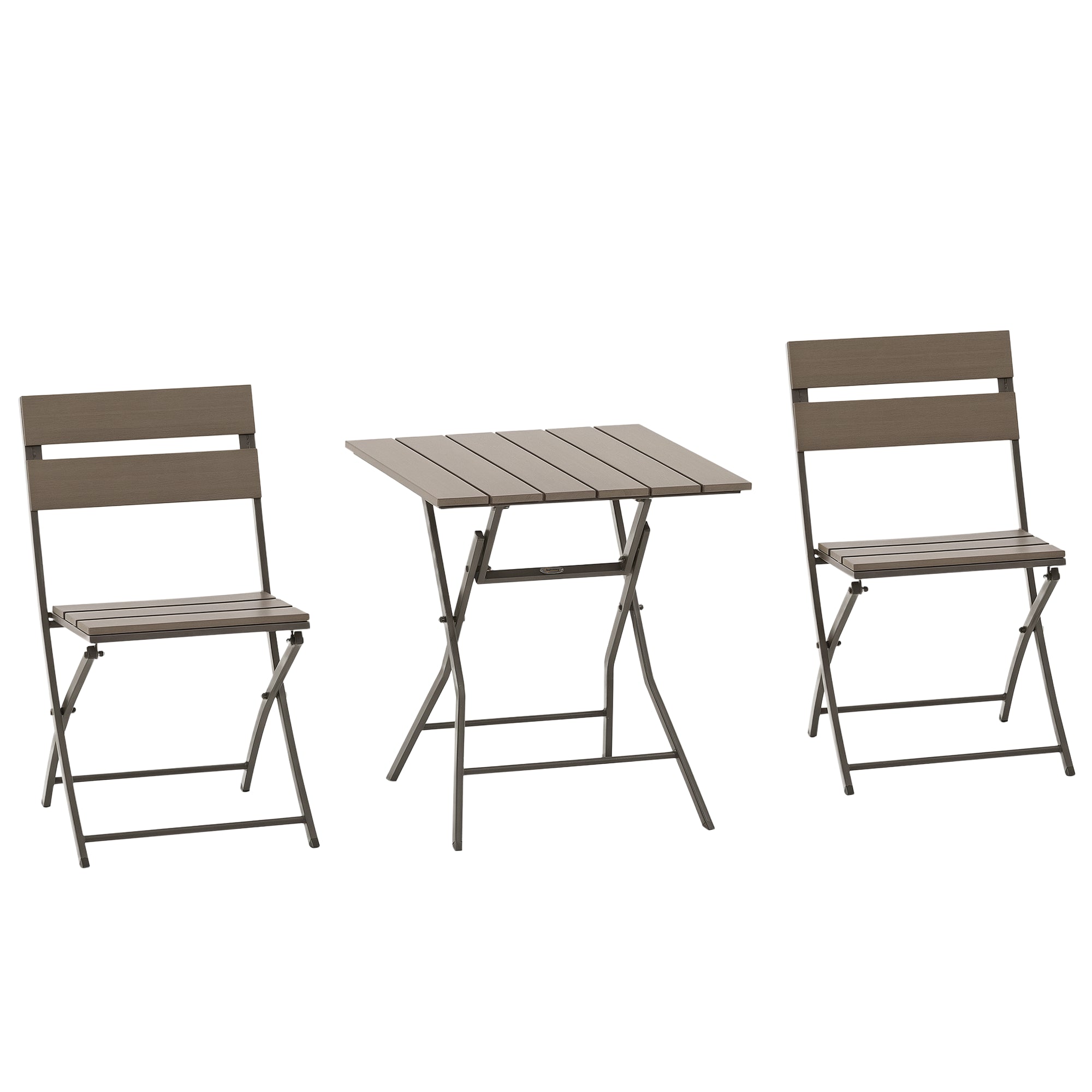 Kozy 3 Piece Foldable Garden Bistro Set Patio Furniture Set with Table and 2 Chairs for Conservatory Balcony Terrace, Grey