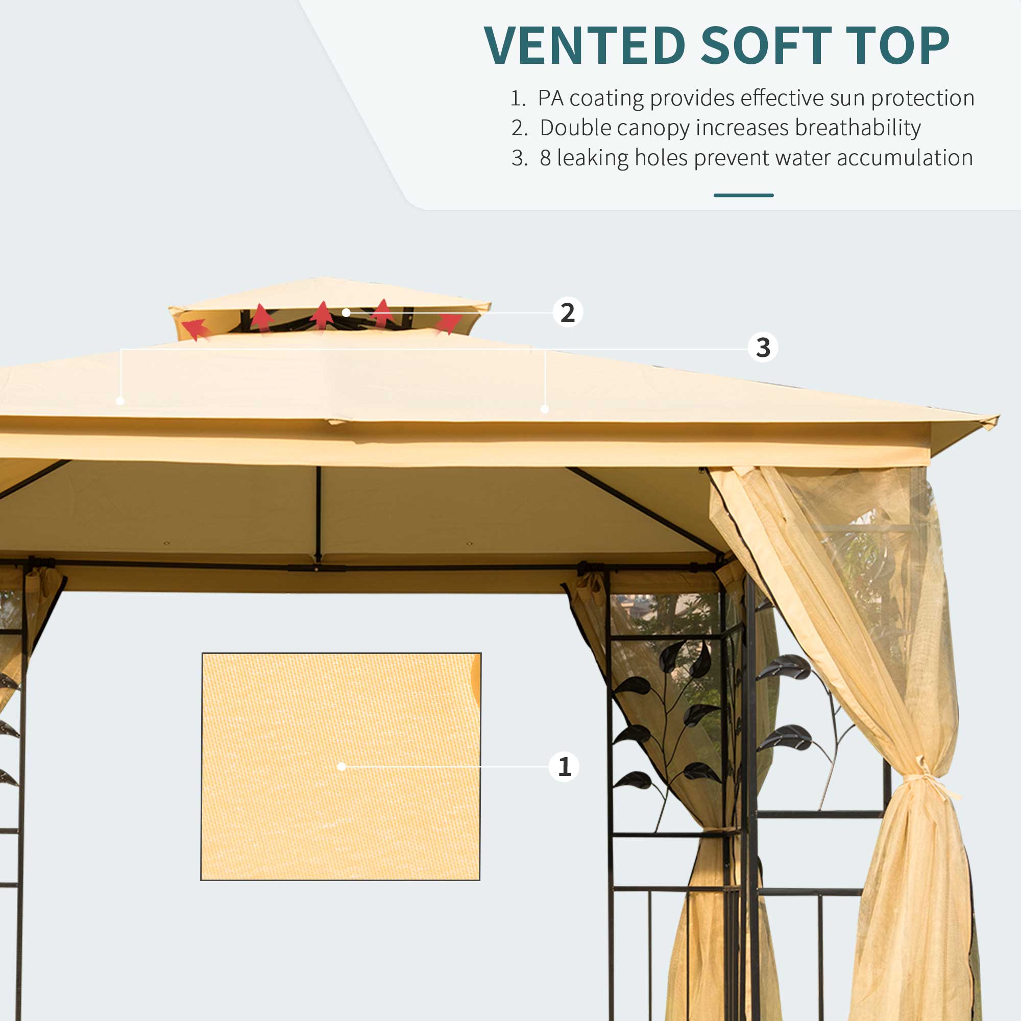 Outsunny 3x3 m Double Top Gazebo