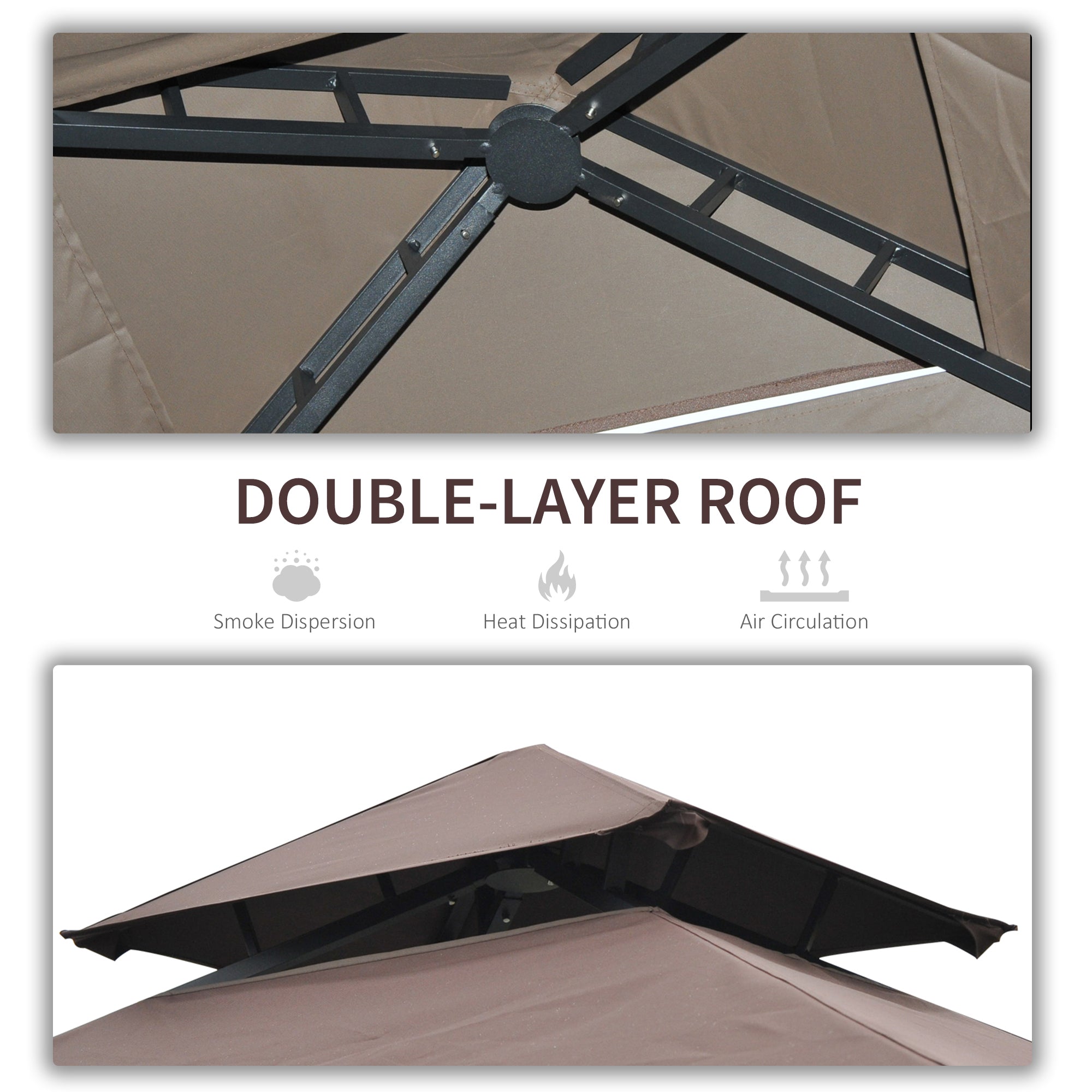 Kozy 2.4 x 1.5 m (8' x 5') Grill Gazebo Canopy with Extendable Side Awnings, Outdoor BBQ Gazebo Shelter with 2 Side Shelves for Garden, Patio, Barbecue, Picnic, Coffee