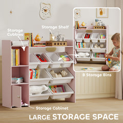 Kozy Toy Storage Unit with 8 Removable Bins, Storage Shelves, Cabinet, Pink