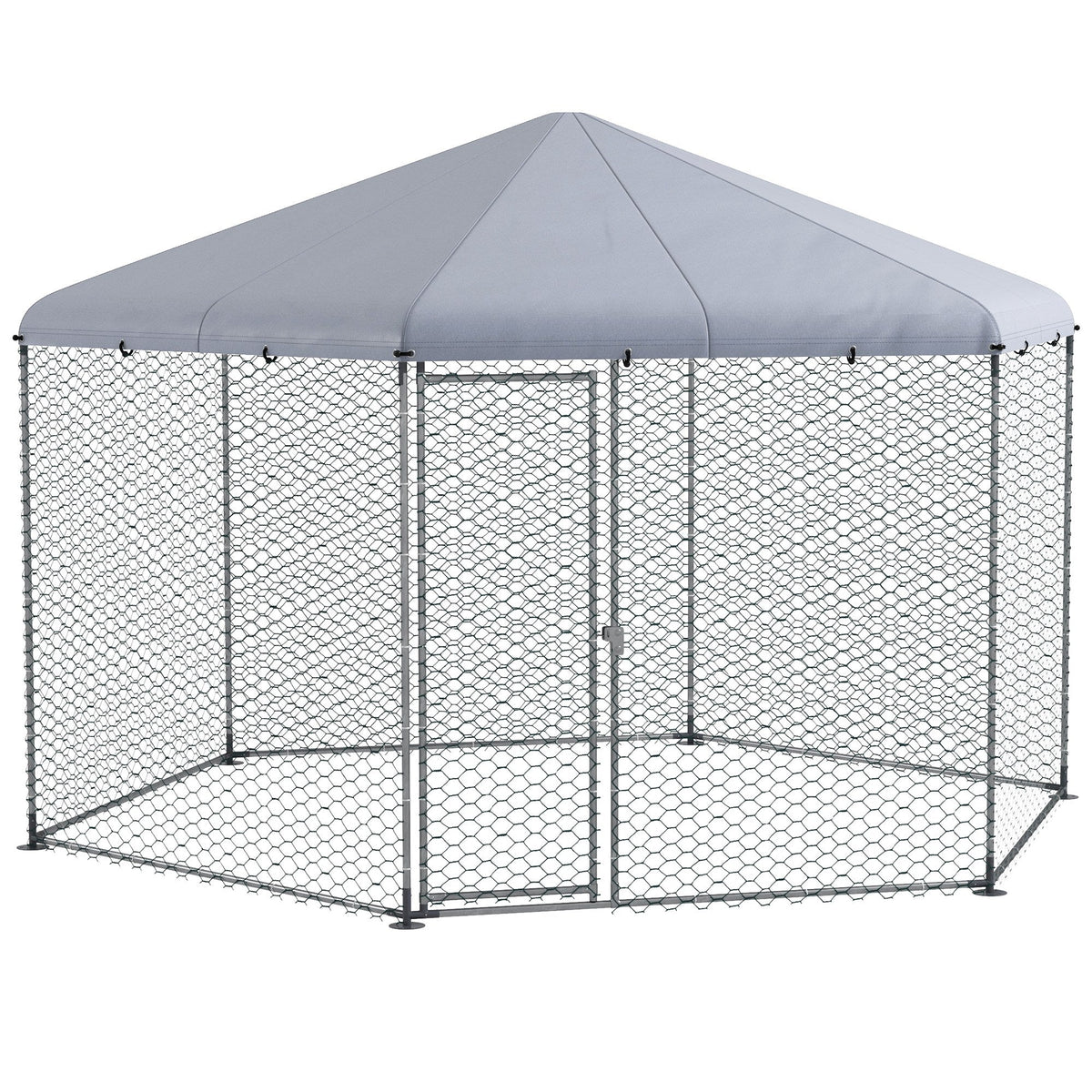 PawHut 4 x 3.5 x 2.6m Chicken Coop for 10-15 Chickens, Hens, Rabbits, Ducks, Outdoor Garden Chicken Run