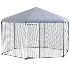 PawHut 4 x 3.5 x 2.6m Chicken Coop for 10-15 Chickens, Hens, Rabbits, Ducks, Outdoor Garden Chicken Run