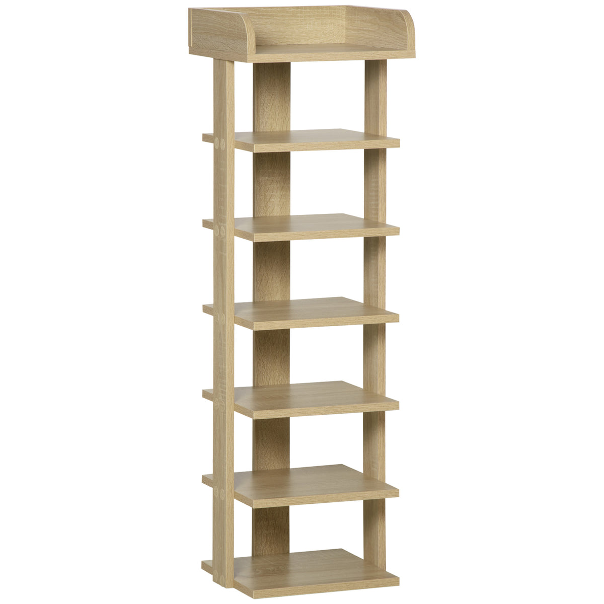 Kozy 7 Tier Shoe Rack Organizer Storage Shelf Wooden Display Cabinet for Entryway Living Room Bedroom Oak