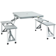 Outsunny Portable Camping Picnic Table, Foldable with Seats, Chairs and Umbrella Hole, 4-Kids Travel Table, Grey | Aosom UK