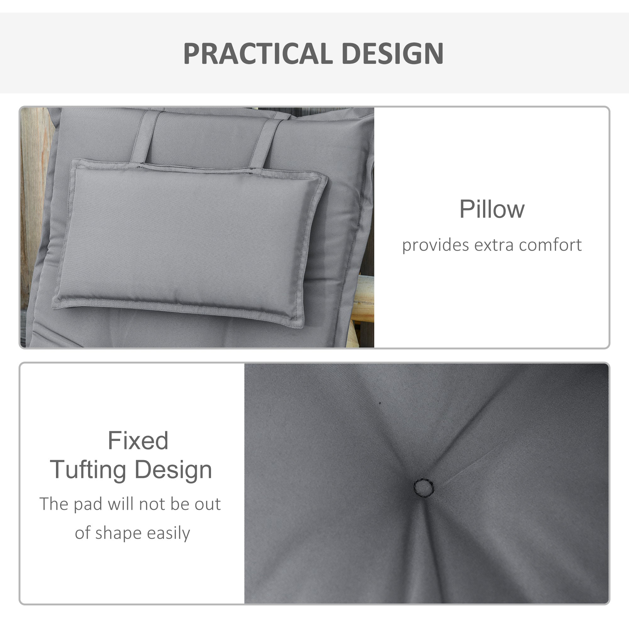Kozy Set of 2 Outdoor Chair Cushions, High Back Padded Patio Chair with Pillow for Indoor and Outdoor Use, Dark Grey