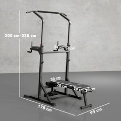 Kozy Pull Up Station with Adjustable Weight Bench, Dip Station and Barbell Rack, Multi-Function Power Tower Free Standing Pull Up Bar for Home Gym