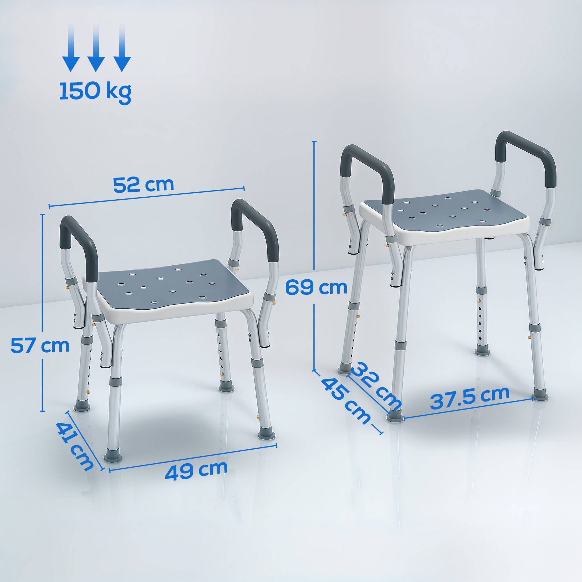 Kozy - 57-69cm Aluminium Frame Bath Seat - Light Blue