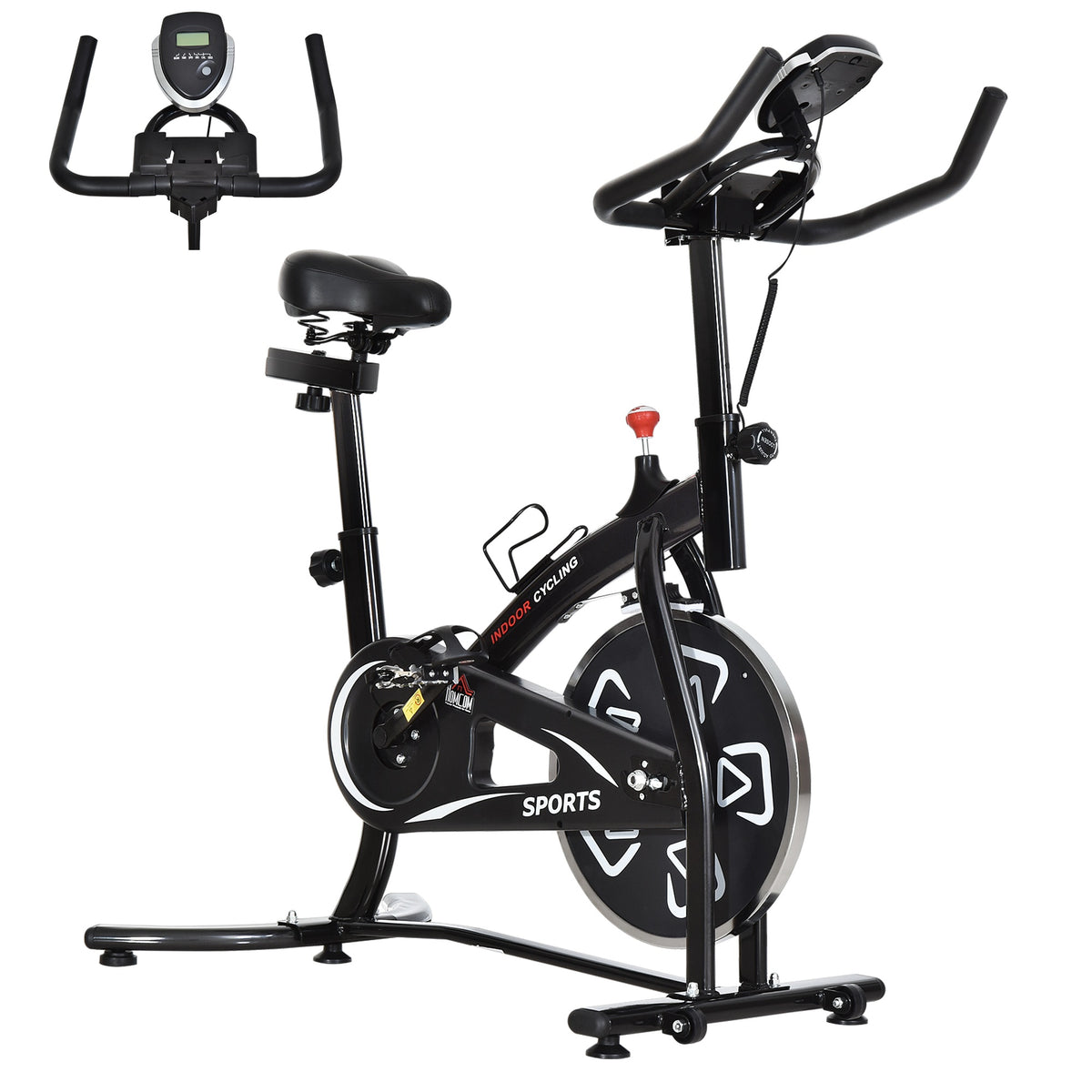 Kozy Indoor Stationary Exercise Bike 6kg Flywheel Fitness Cardio Workout Bke Trainer for Home Gym w/ Adjustable Resistance LCD Monitor Pad and Bottle Holder Black