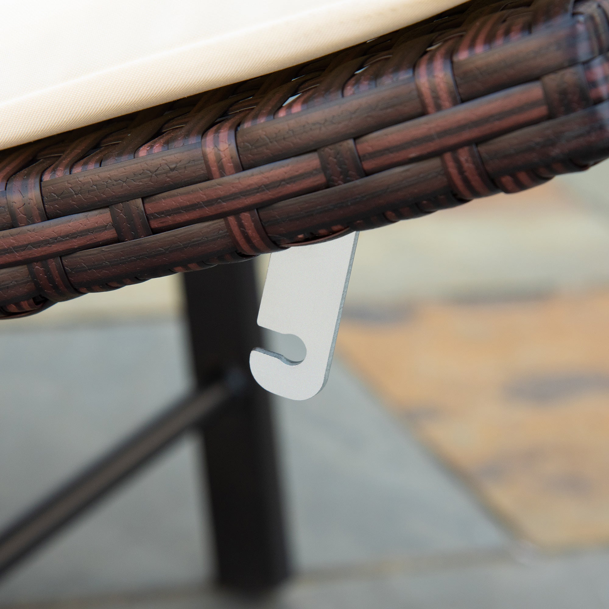 Kozy Rattan Folding Sun Lounger Outdoor Chair with Cushion and Pillow Cream White