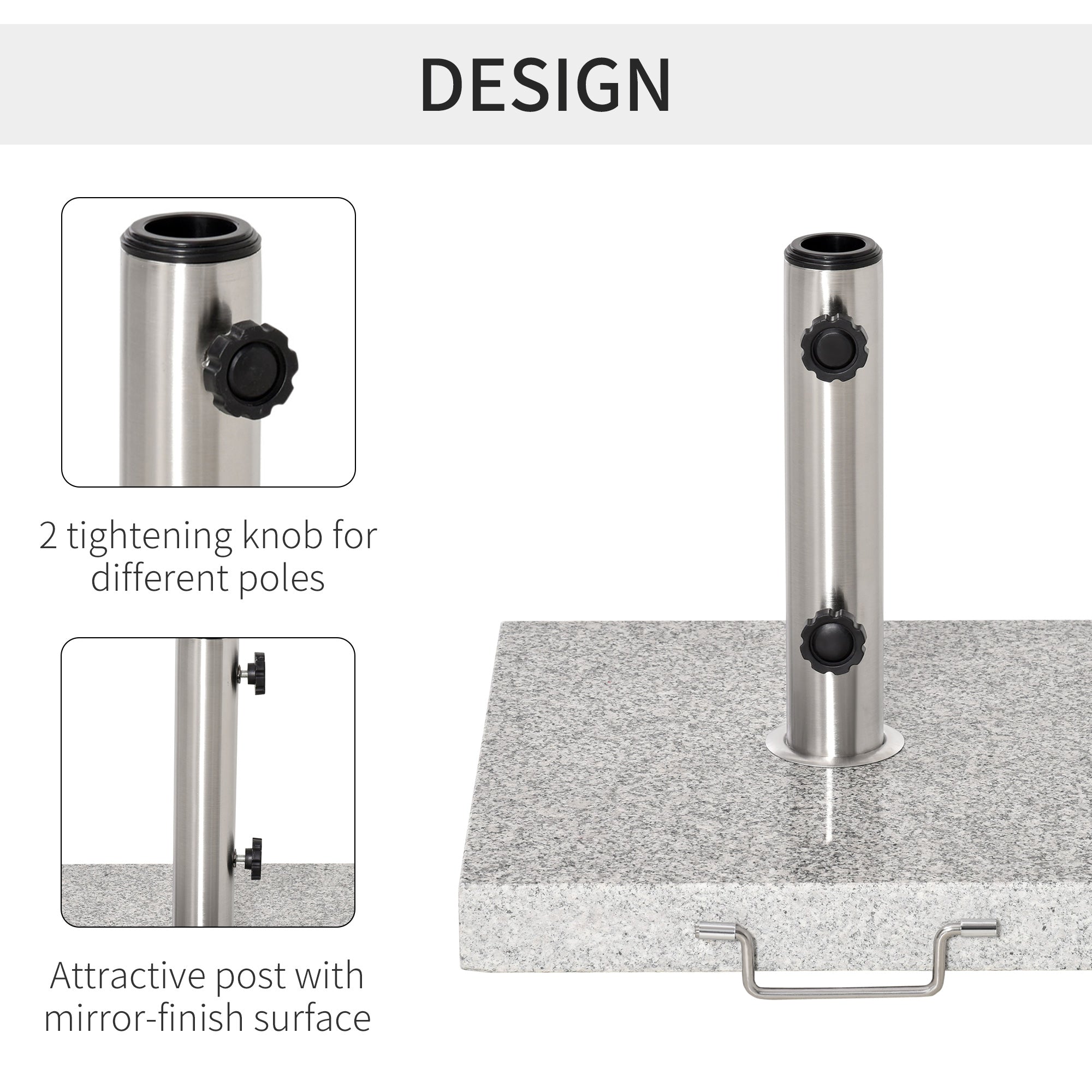 Outsunny Marble Umbrella Base: 28kg Durable Parasol Holder for Patio Furniture, Outdoor Sunshade Support | Aosom UK