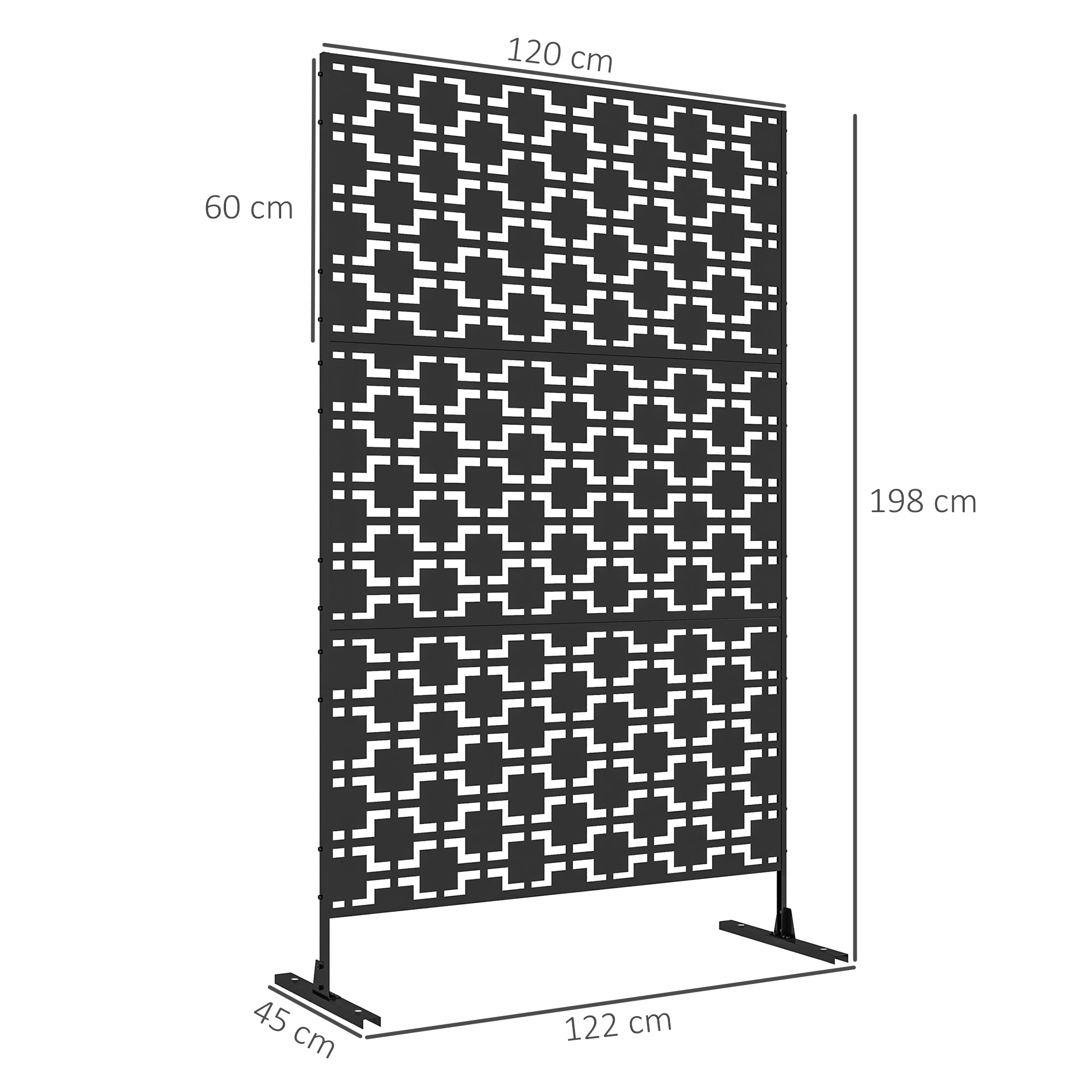 Kozy Metal Decorative Privacy Screen Outdoor Divider, Black Grid