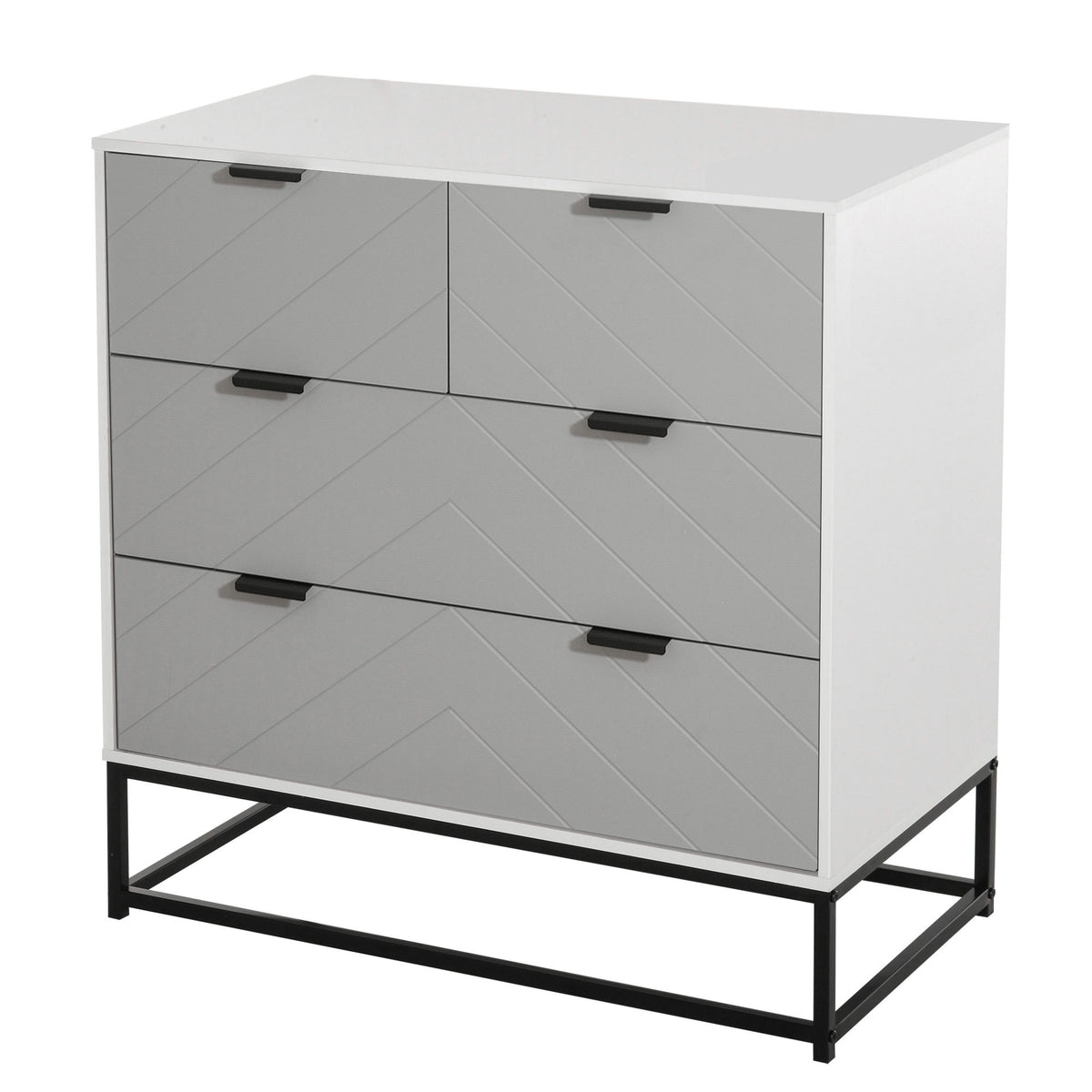 Kozy Chest of Drawers with Metal Handles Freestanding Dresser for Bedroom, Living Room