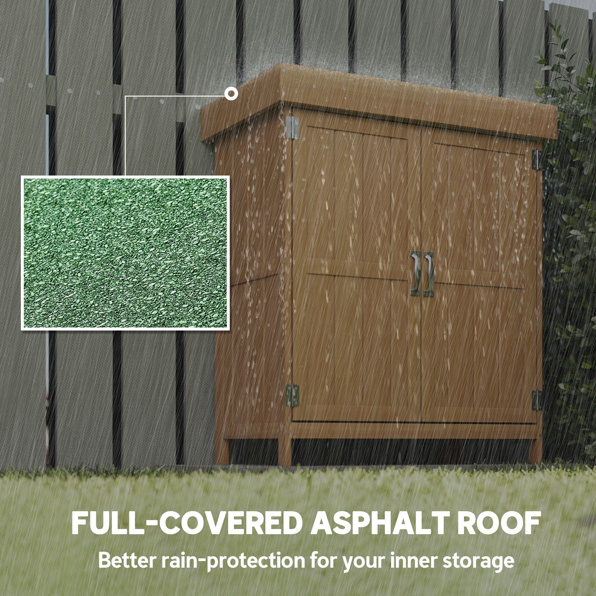 Kozy Small Shed, Wooden Garden Shed with Openable Hinged Roof and Removable Shelf, Outdoor Tool Storage Cabinet Chest with Double Doors, 74 x 43 x 88 cm, Natural Wood Finish