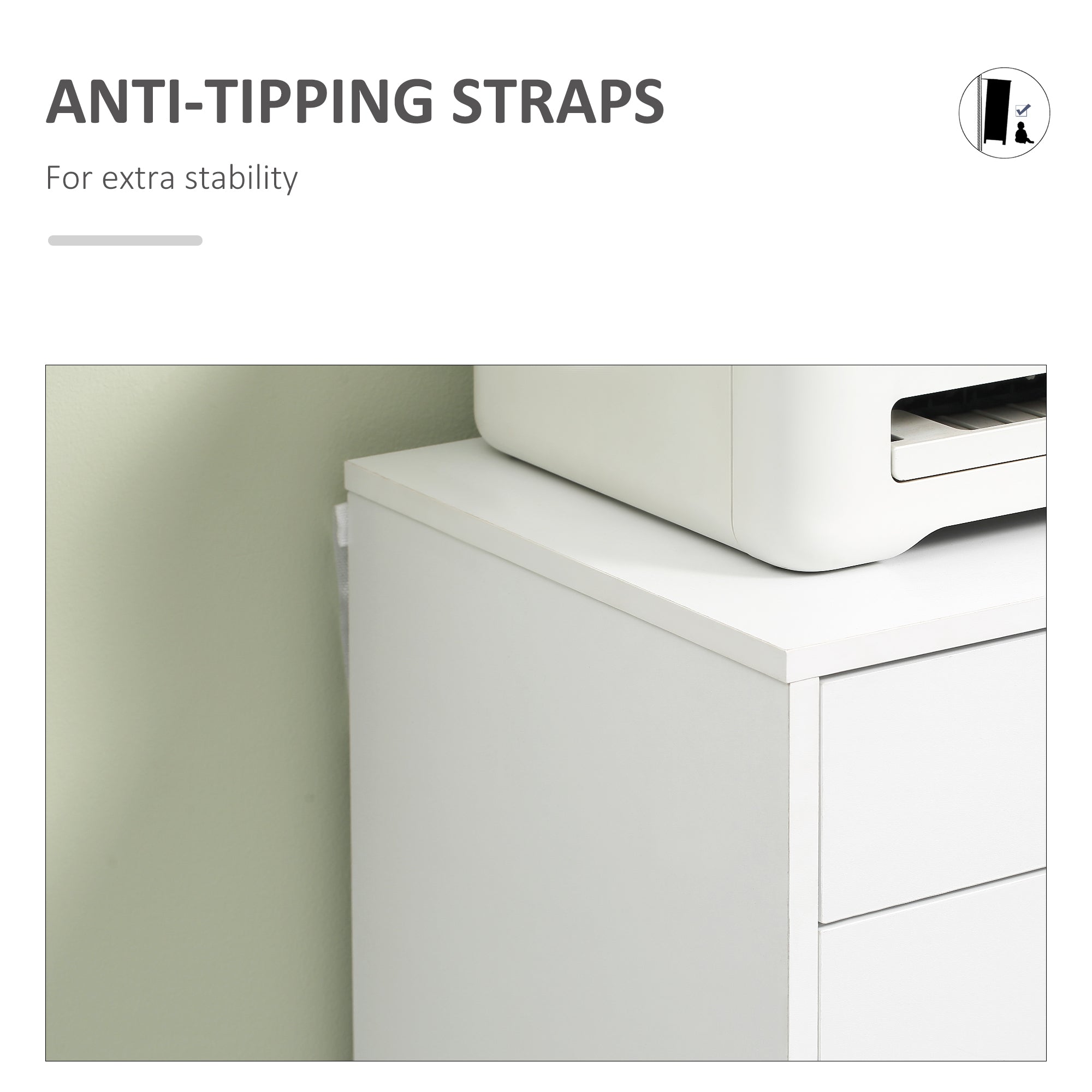 Kozy Seven-Drawer Filing Cabinet, with Wheels - White