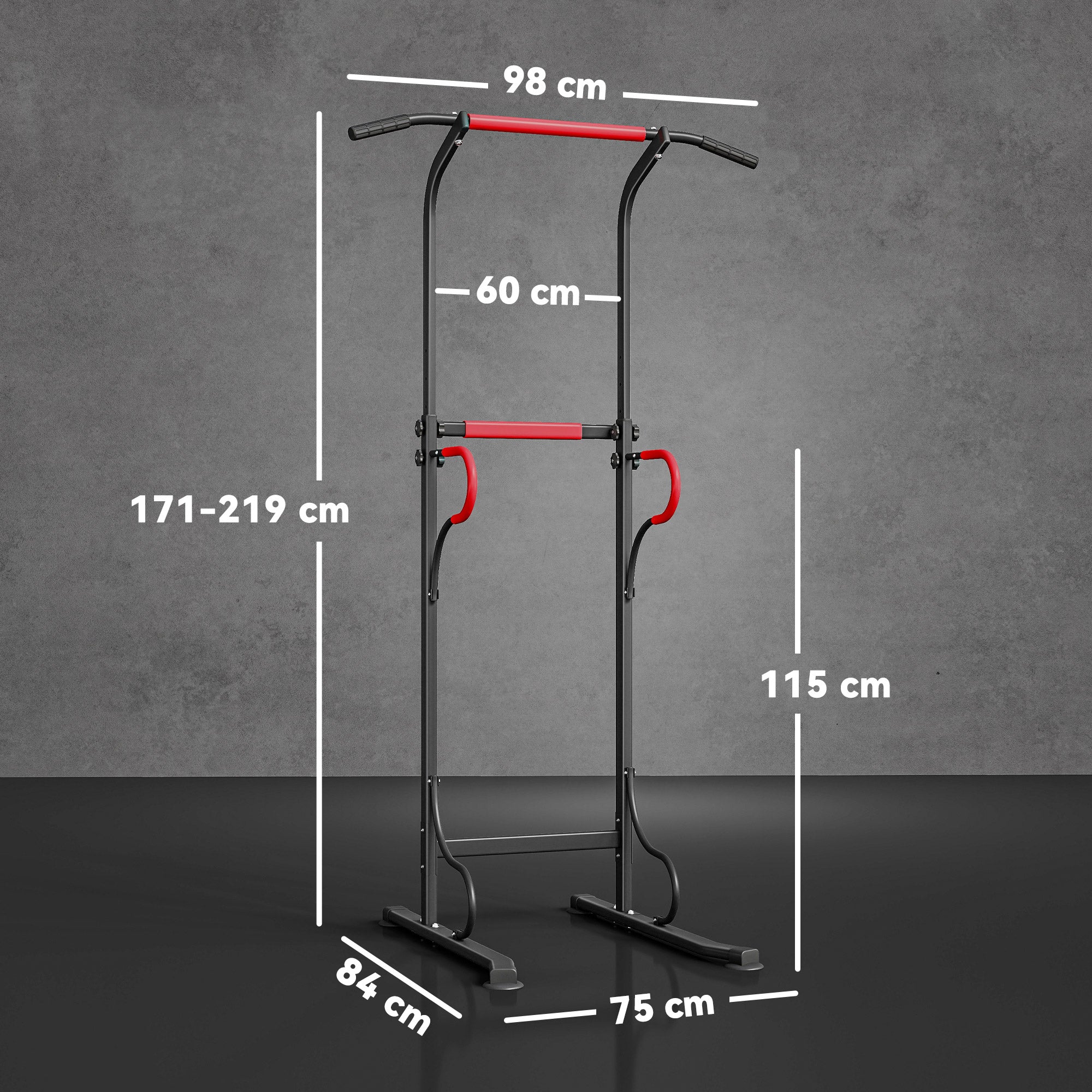 Kozy Steel Multi-Use Exercise Power Tower Pull Up Station Adjustable Height W/ Grips