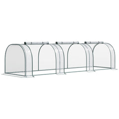 Kozy Mini Greenhouse, Small Polytunnel Green House with Zipped Doors, Steel Frame for Garden Patio, 300 x 100 x 80cm, Clear