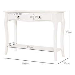 Kozy Console Table Modern Sofa Side Desk with Storage Shelves Drawers for Living Room Entryway Bedroom Ivory White