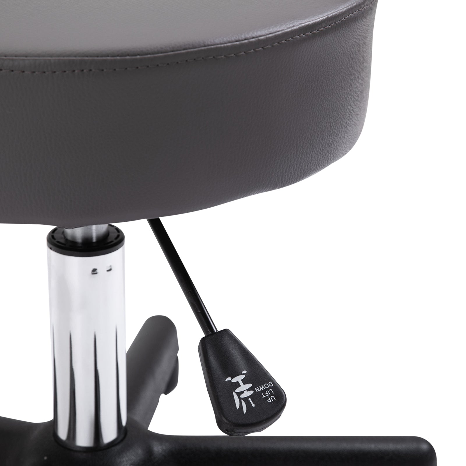 Kozy Beautician's Swivel Salon Chair w/ Padded Seat Back 5 Wheels Adjustable Height Salon Hairdressers Tattoo Spa Rolling Cushion Professional 35cm Grey