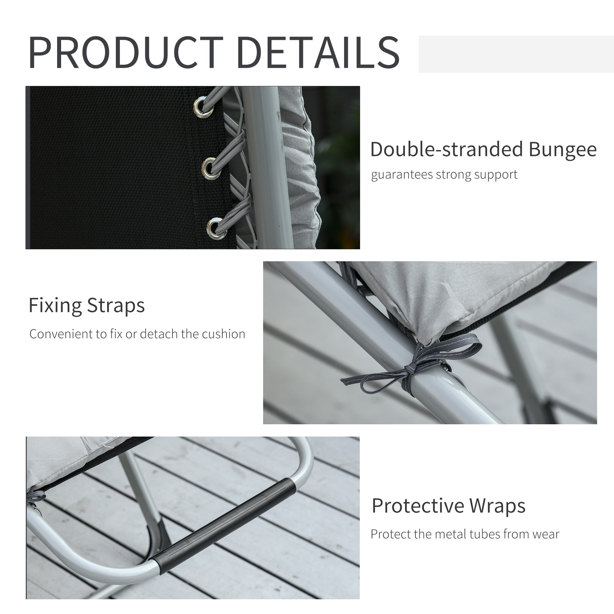 Kozy 2pc Reclining Zero Gravity Sun Loungers ,Folding Chaise Lounge Chair with Cushions, Light Grey