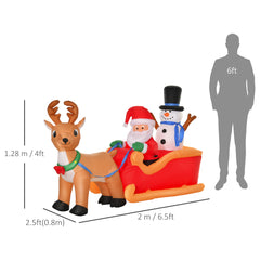 Kozy 6.5ft Christmas Inflatable Santa Claus on Sleigh Deer, LED Lighted for Home Indoor Outdoor Garden Lawn Decoration Party Prop