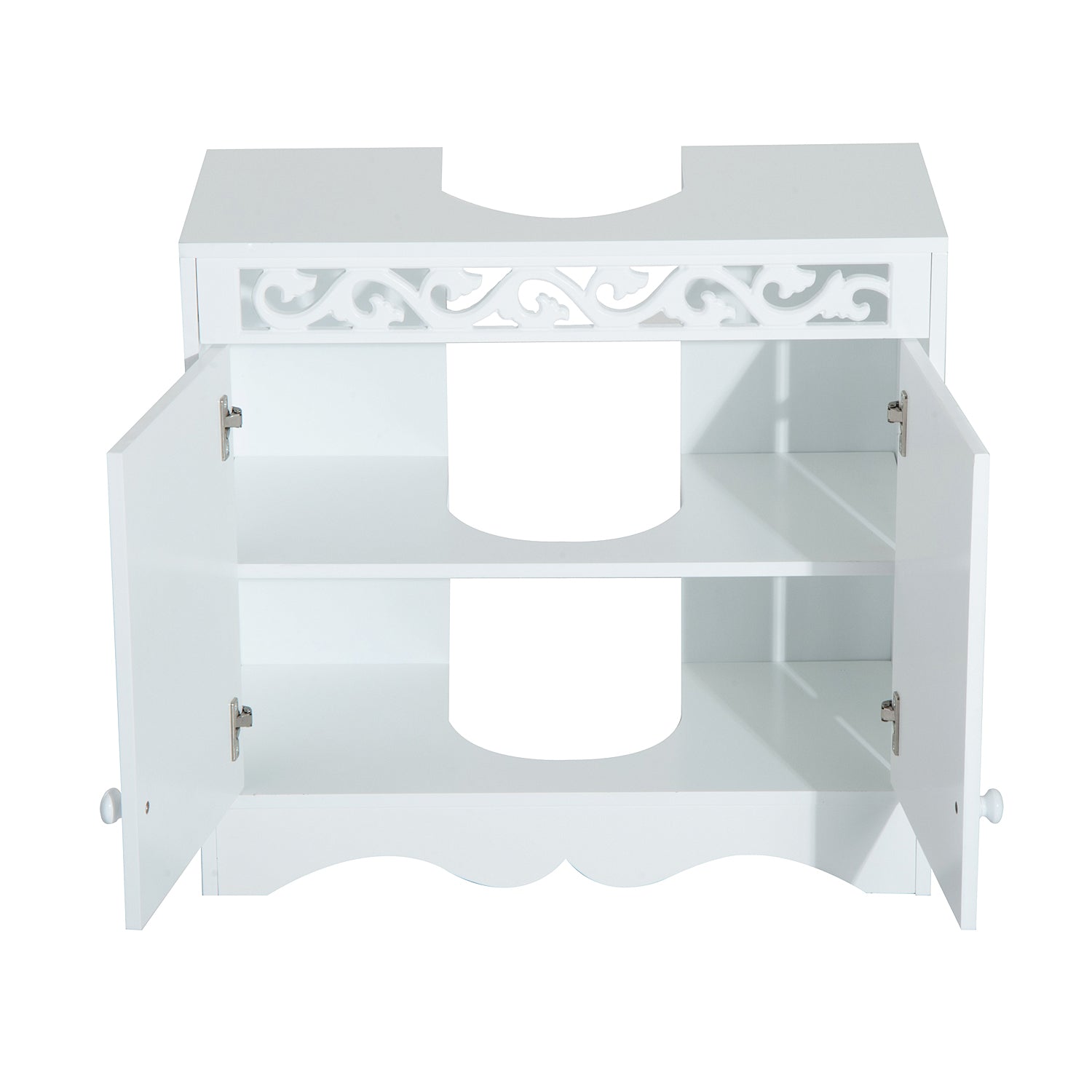 HOMCOM Wooden Under Sink Bathroom Cabinet, 2 Door Storage Cupboard, Space Saving Vanity Units | Aosom UK