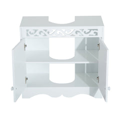 HOMCOM Wooden Under Sink Bathroom Cabinet, 2 Door Storage Cupboard, Space Saving Vanity Units | Aosom UK