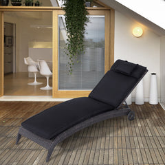 Outsunny Replacement Thick Cushion for Sun Lounger, Recliner Chair Relaxer Pad with Pillow, Black | Aosom UK